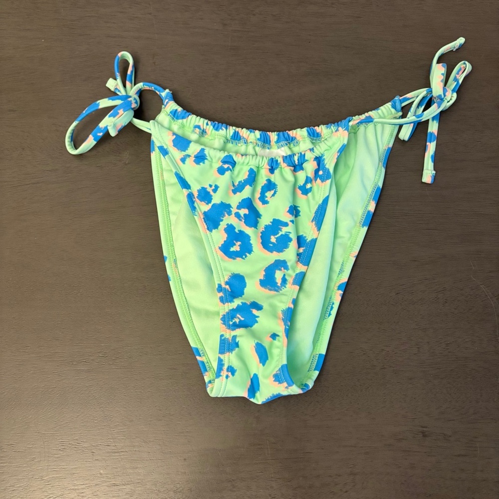 Xhilaration Neon Teal Leopard String Bikini Bottoms Size Large